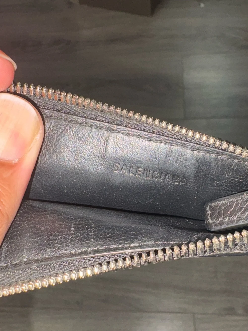 Balenciaga Black Leather PARIS Zip Card Pouch